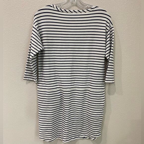 Sunday‎ dress three-quarter sleeves, white navy blue stripes size medium - Picture 4 of 7